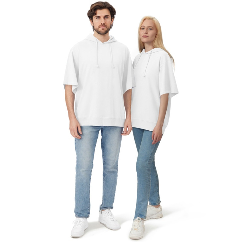 Худи оверсайз с коротким рукавом «Warsaw» унисекс, белый