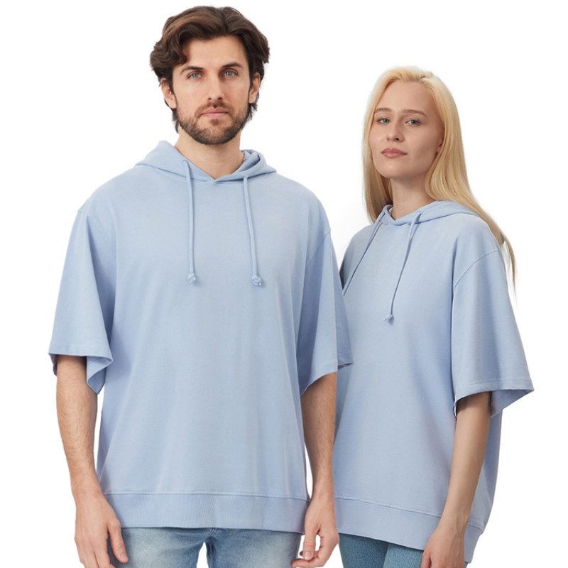 Худи оверсайз с коротким рукавом «Warsaw» унисекс, небесно-голубой Худи оверсайз с коротким рукавом «Warsaw» унисекс, небесно-голубой