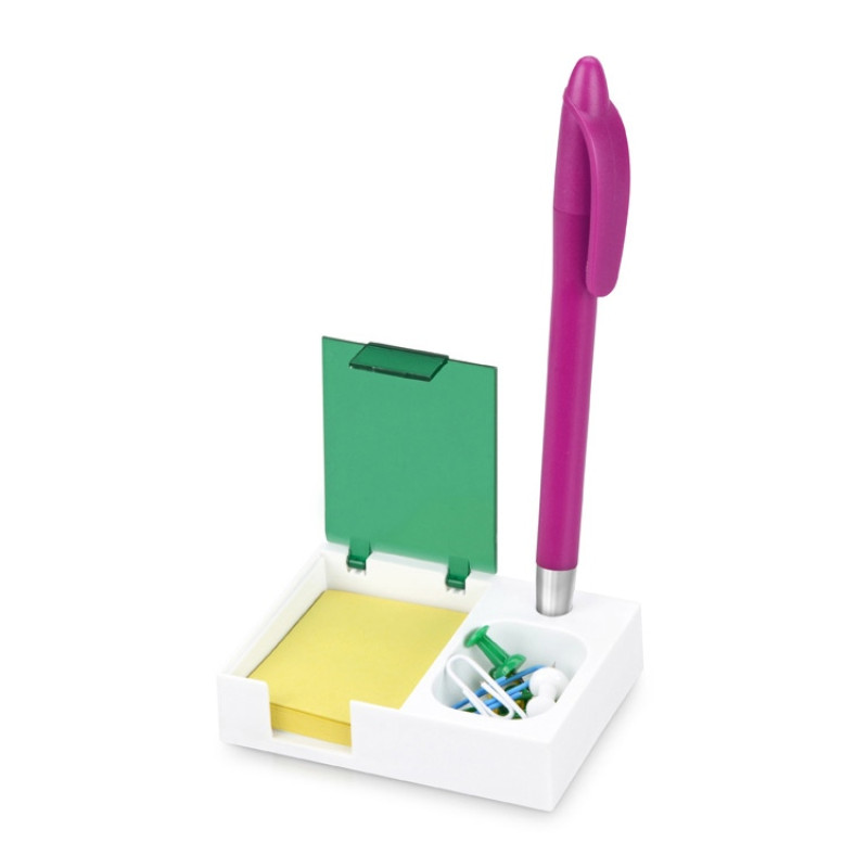 Подставка под ручку и скрепки «Потакет», белый/зеленый Подставка под ручку и скрепки «Потакет», белый/зеленый
