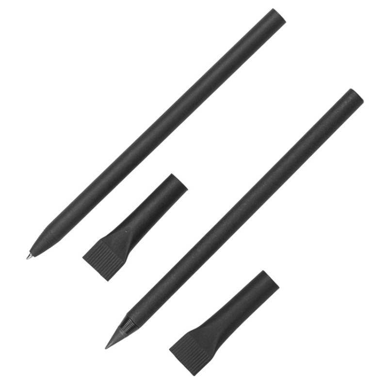 Набор из ручки и вечного карандаша из переработанной бумаги "Recycled Duo", черный