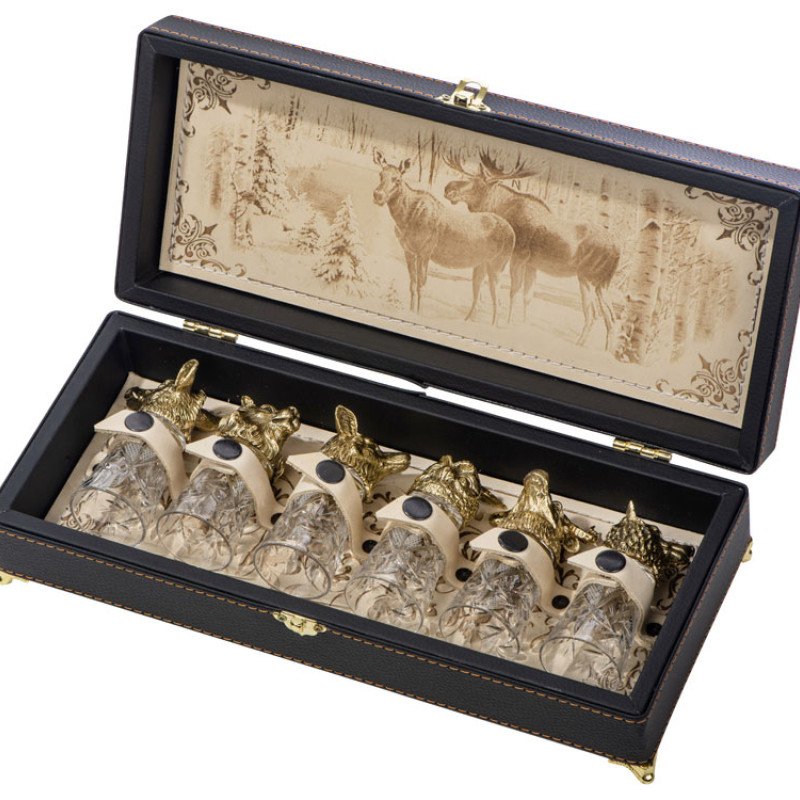 Подарочный набор "Русская охота", темно-коричневый/молочный