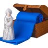 Подарочный набор: кукла фарфоровая, плед флисовый, синий