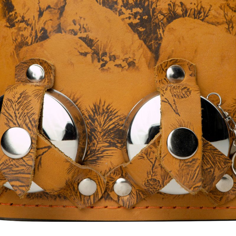 Набор «Подарочный»: фляга 511/2 (рыжая кожа), 2л+2 стаканчика+2 вилки