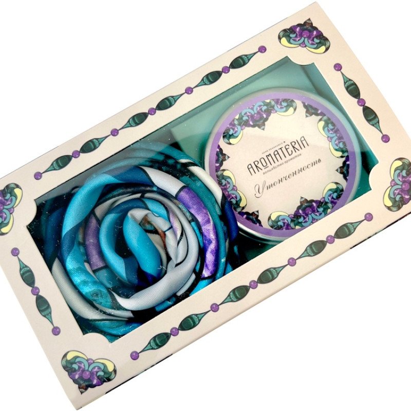 Набор: платок «Каменный цветок» и свеча «Утонченность»