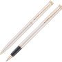 Набор Pierre Cardin коллекция «ПАРА (PEN&PEN)» : ручка шариковая + роллер. Корпус - латунь, отделка - глянцевое покрытие. Детали дизайна - позолота. Цвет - серебристо-бежевый. Упаковка Е.