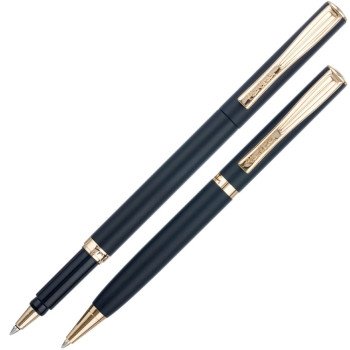 Набор Pierre Cardin коллекция «ПАРА (PEN&PEN)»: ручка шариковая + роллер. Корпус - латунь. Отделка -стальное покрытие. Детали дизайна - позолота. Цвет - черный
