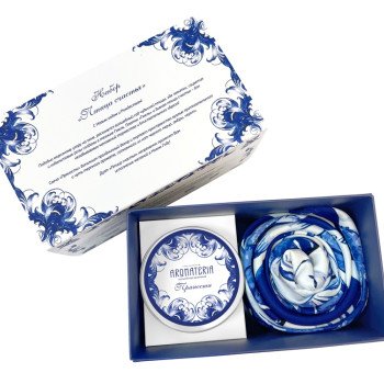 Набор: платок «Гжель» и свеча «Птица счастья»