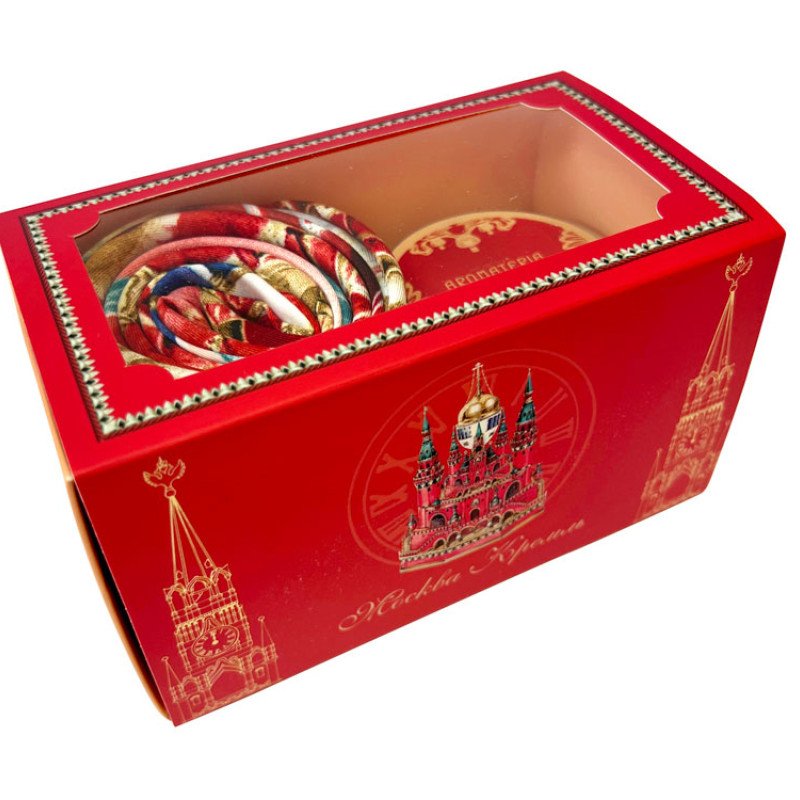 Набор: платок «Кремль – Москва» и свеча «Бархатный пион»