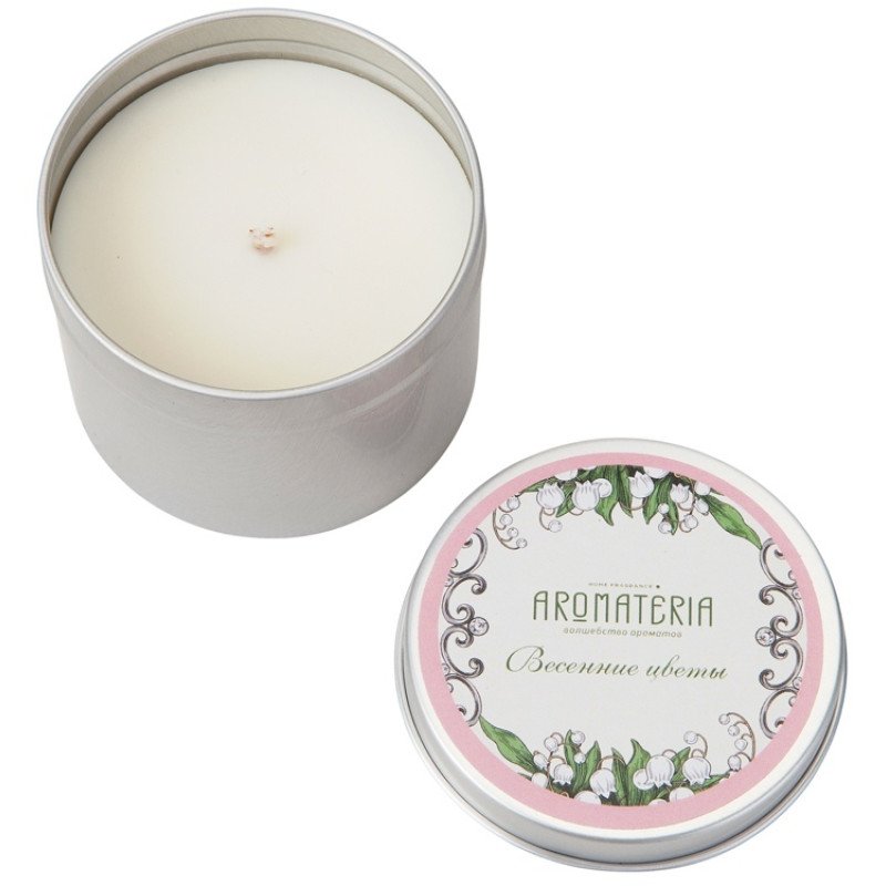 Набор: платок «Ландыши» и свеча «Весенние цветы»