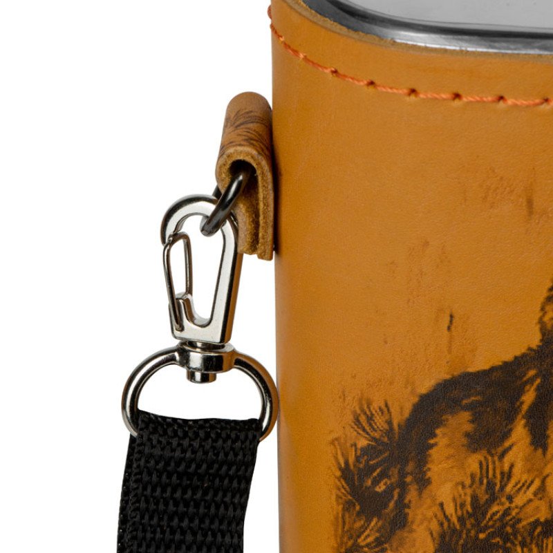 Набор «Подарочный»: фляга 511/2 (рыжая кожа), 2л+2 стаканчика+2 вилки