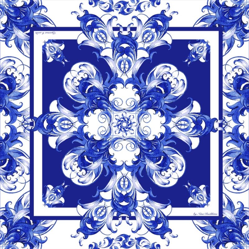 Набор: платок «Гжель» и свеча «Птица счастья»