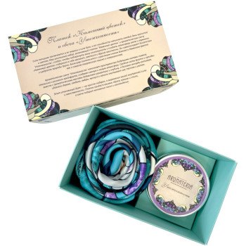 Набор: платок «Каменный цветок» и свеча «Утонченность»