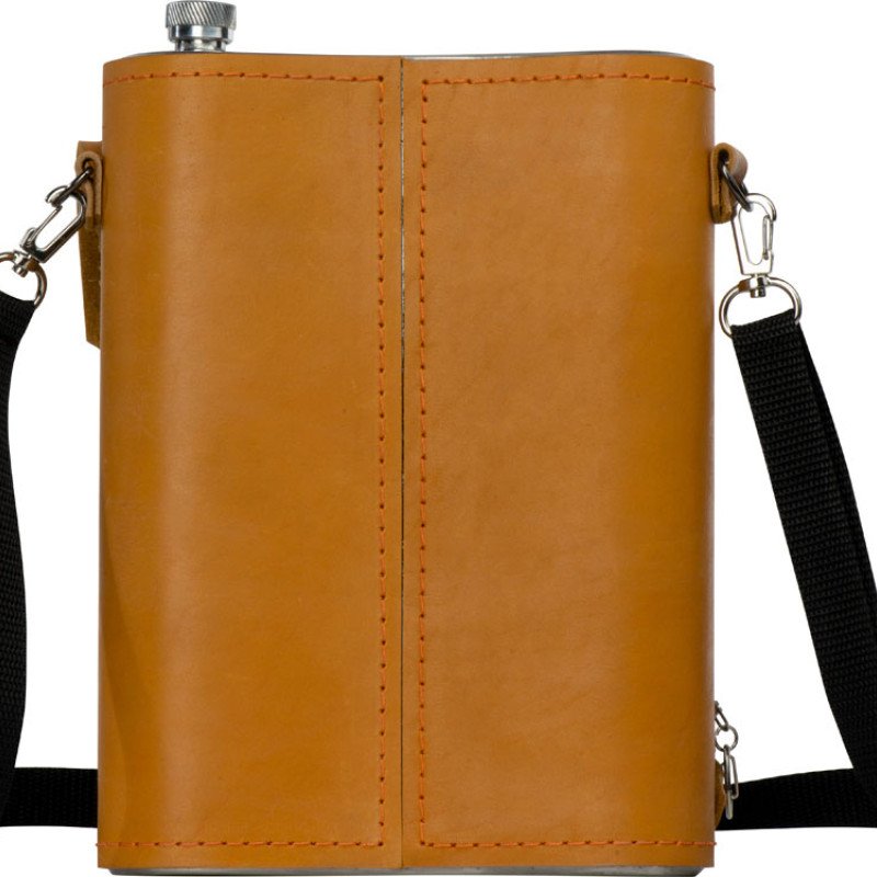 Набор «Подарочный»: фляга 511/2 (рыжая кожа), 2л+2 стаканчика+2 вилки