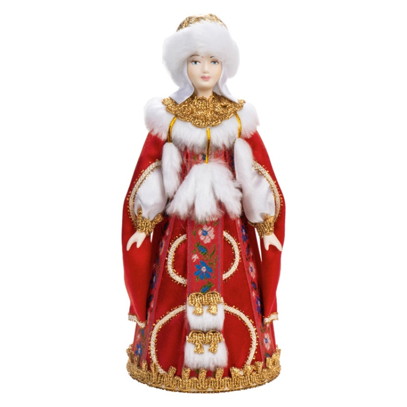 Подарочный набор: кукла фарфоровая, плед флисовый, красный