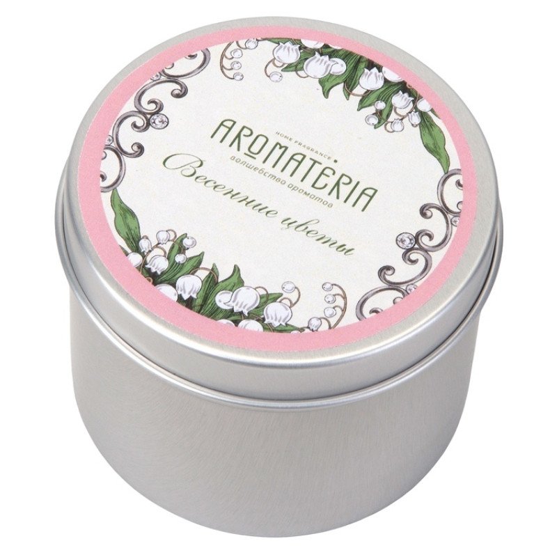 Набор: платок «Ландыши» и свеча «Весенние цветы»