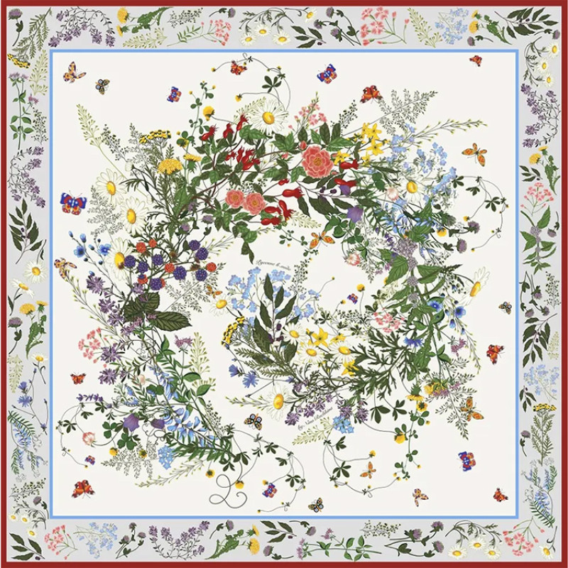 Набор: платок «Русский полевой букет» и свеча «Цветы и травы»