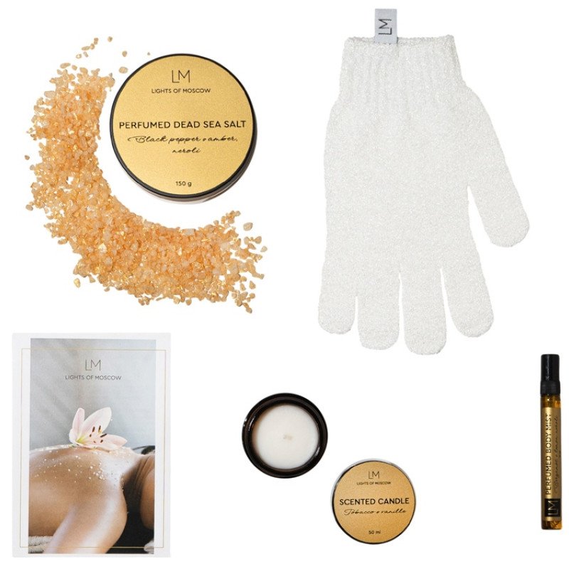 Парфюмированный спа-набор с лого Lights of Moscow, янтарный