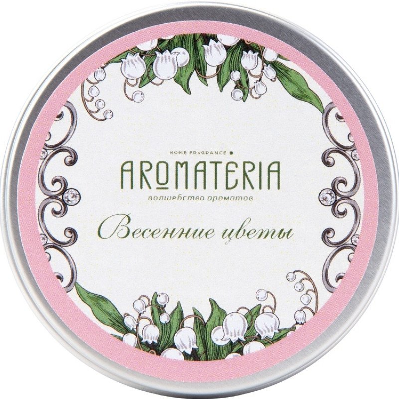 Набор: платок «Ландыши» и свеча «Весенние цветы»