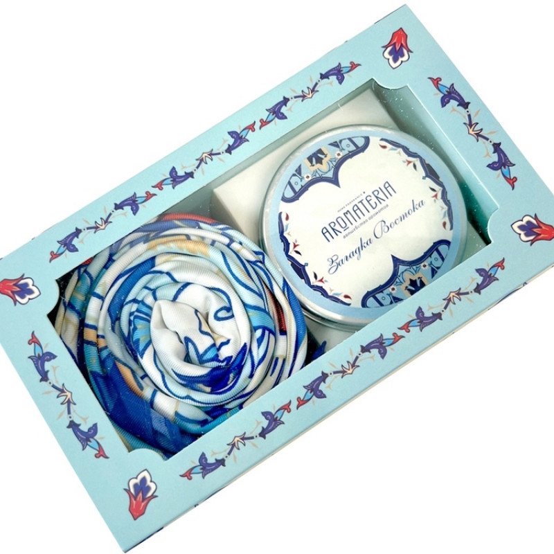 Набор: платок «Арабески» и свеча «Загадка Востока»