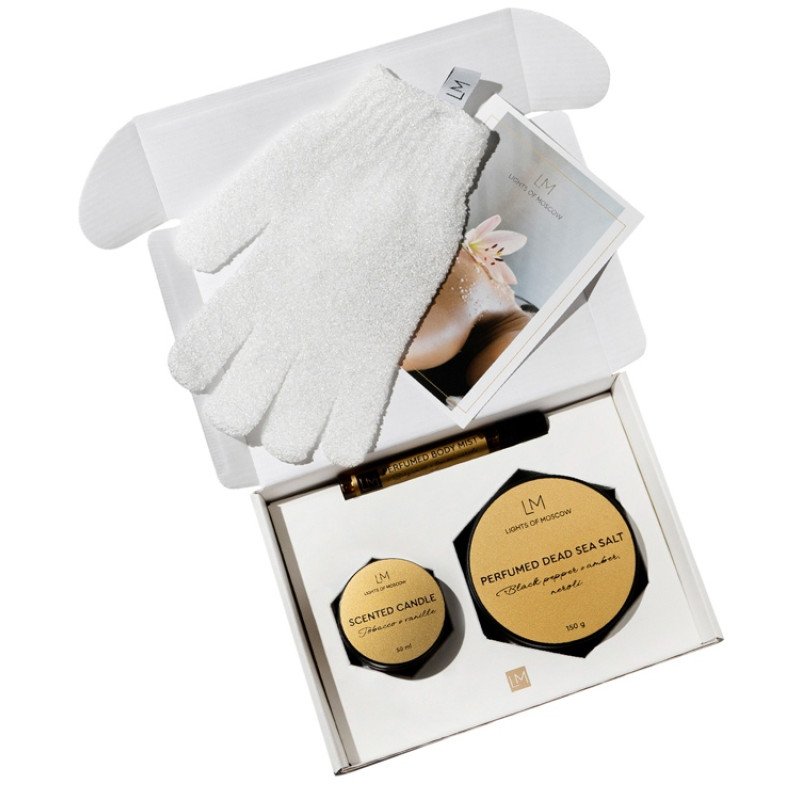 Парфюмированный спа-набор с лого Lights of Moscow, янтарный