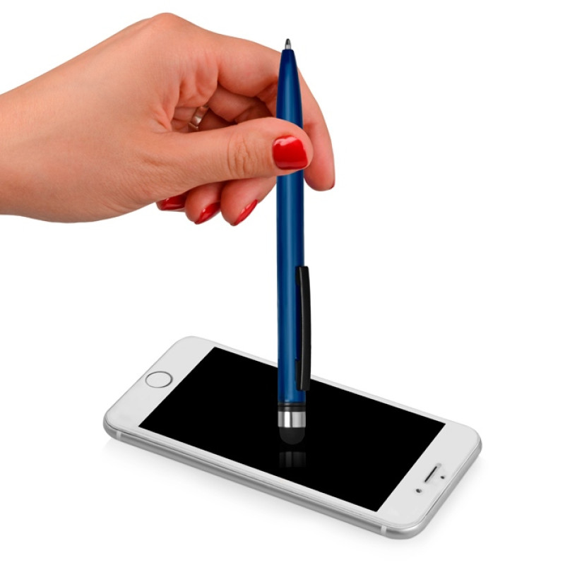 Ручка-стилус пластиковая шариковая «Poke», синий/черный