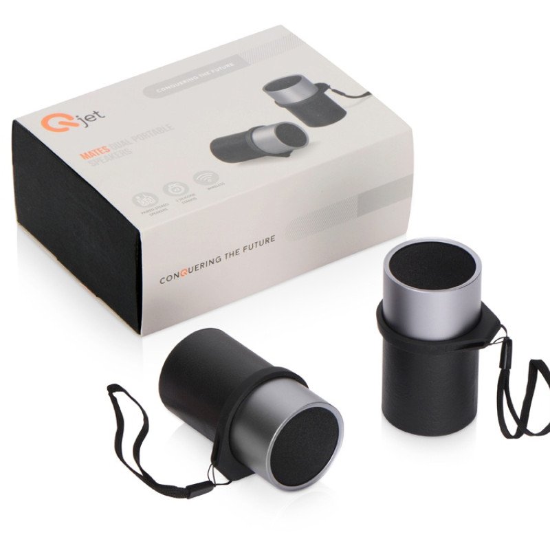 Портативные парные колонки Qjet TWS "Mates" с черными кольцами