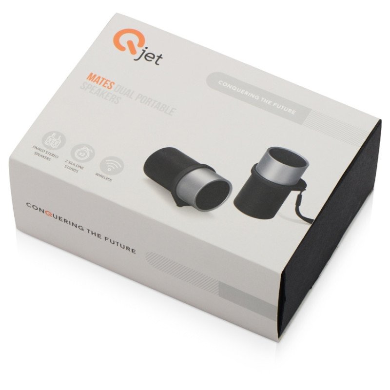 Портативные парные колонки Qjet TWS "Mates" с черными кольцами