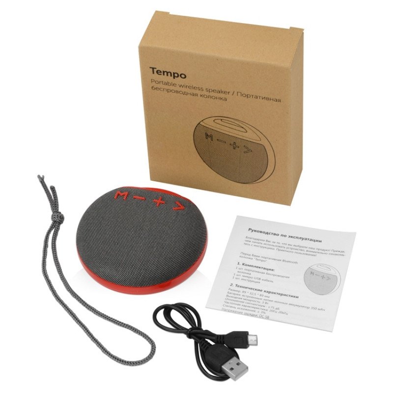 Портативная колонка «Tempo», красный
