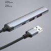 USB-хаб USB-A 3.0 + 2xUSB-A 2.0 + USB-C, серый, Deppa