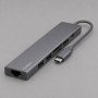 USB Type-C хаб 7-в-1, HDMI, Power Delivery, 2xUSB 3.0, RJ45, microSD/SD, графит, Deppa