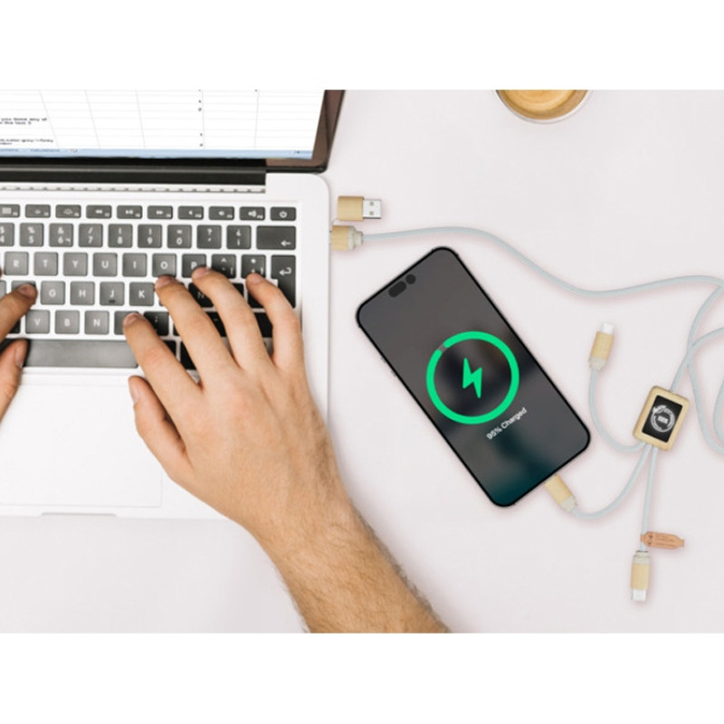 Кабель для зарядки 5-в-1 SCX.design C49 - Светло-коричневый с белой подсветкой