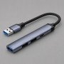 USB-хаб USB-A 3.0 + 2xUSB-A 2.0 + USB-C, серый, Deppa