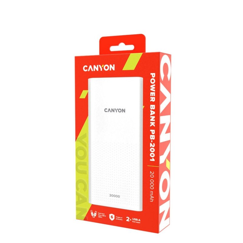 Портативный аккумулятор Canyon PB-2001 (CNE-CPB2001W), белый