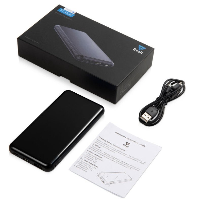 Внешний аккумулятор «Forge» v.2, металл, 10000mah, черный
