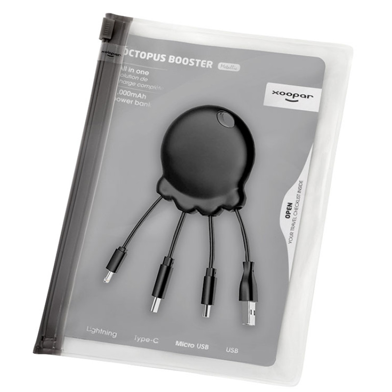 Портативное зарядное устройство «Octopus Booster», 1000 mAh, черный