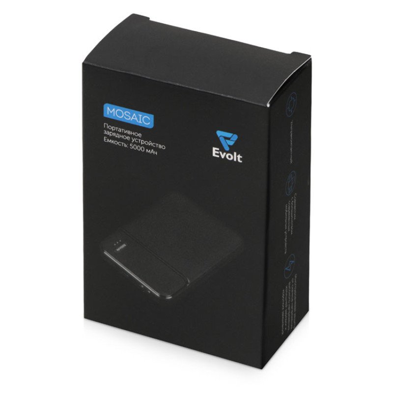 Внешний аккумулятор Evolt "Mosaic", 5000 mAh, черный
