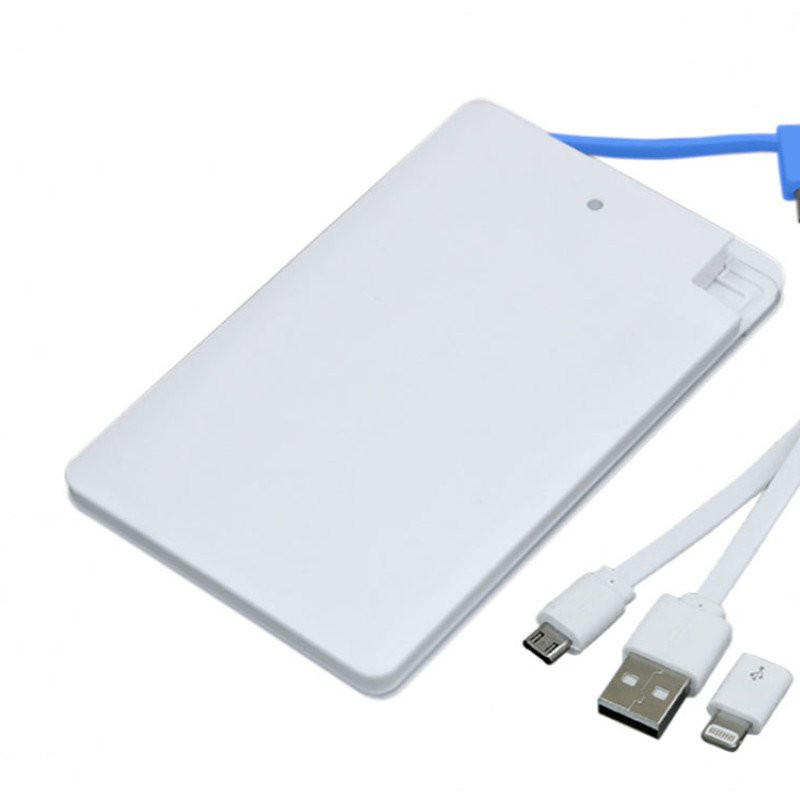 Универсальное зарядное устройство Credit _card1_power_bank  под нанесение логотипа  в виде кредитной карты, толщина всего 7,5 . 2500MAH. Синий