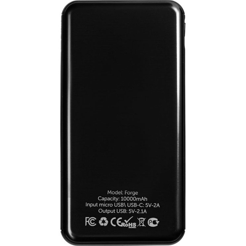 Внешний аккумулятор «Forge» v.2, металл, 10000mah, черный