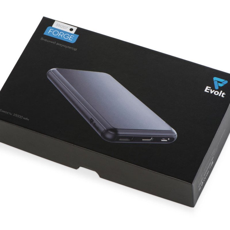 Внешний аккумулятор «Forge» v.2, металл, 10000mah, черный