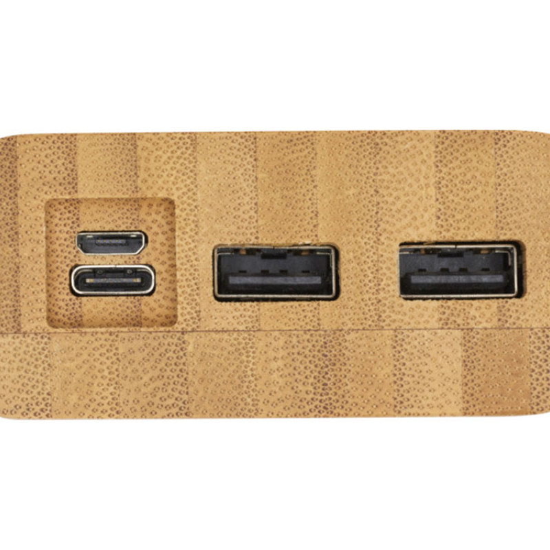 Портативное зарядное устройство Tulda из бамбука, 20 000 мАч, натуральный