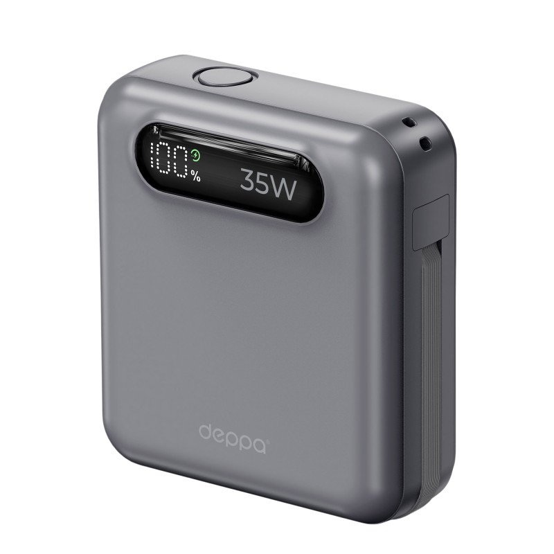 Внешний АКБ NRG Turbo Cable 10000 mAh, 35Вт, графит, Deppa Внешний АКБ NRG Turbo Cable 10000 mAh, 35Вт, графит, Deppa