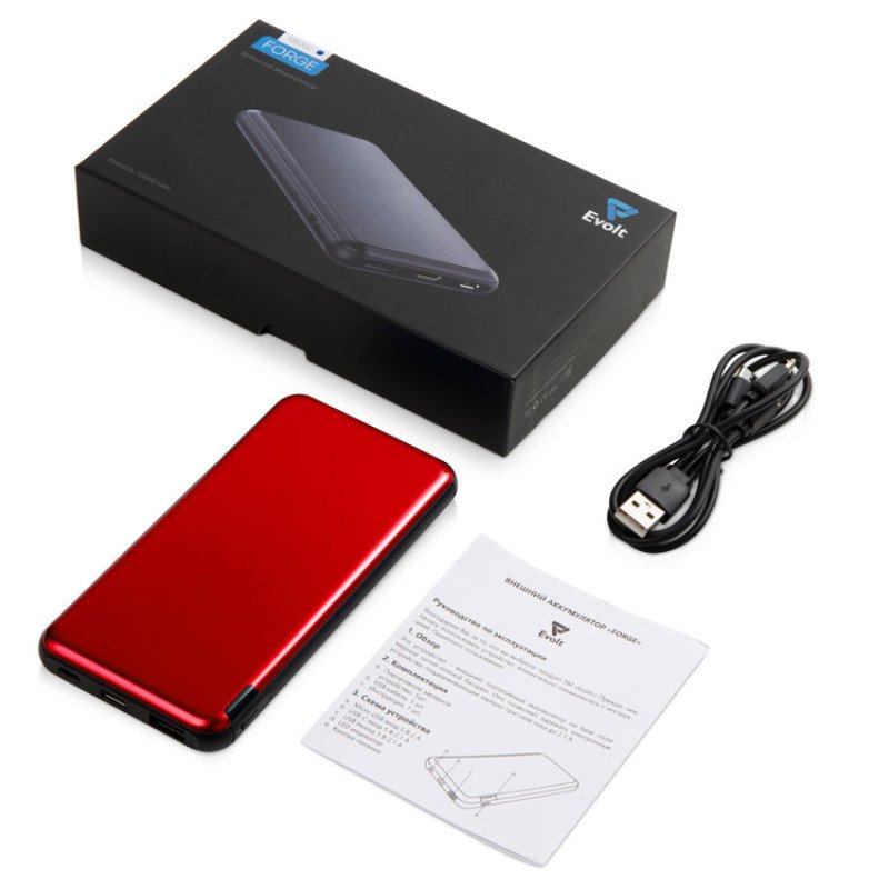 Внешний аккумулятор «Forge» v.2, металл, 10000mah, красный Внешний аккумулятор «Forge» v.2, металл, 10000mah, красный