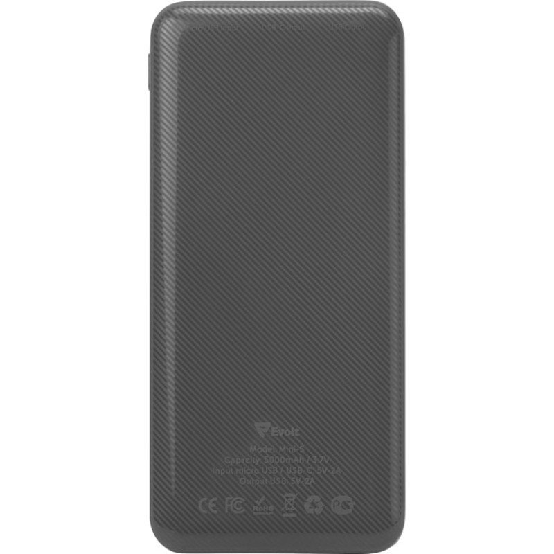 Внешний аккумулятор Evolt "Mini-5", 5000 mAh, серый Внешний аккумулятор Evolt "Mini-5", 5000 mAh, серый
