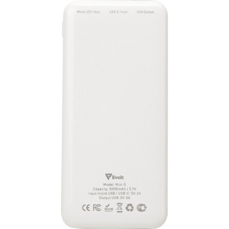 Внешний аккумулятор Evolt "Mini-5", 5000 mAh, белый