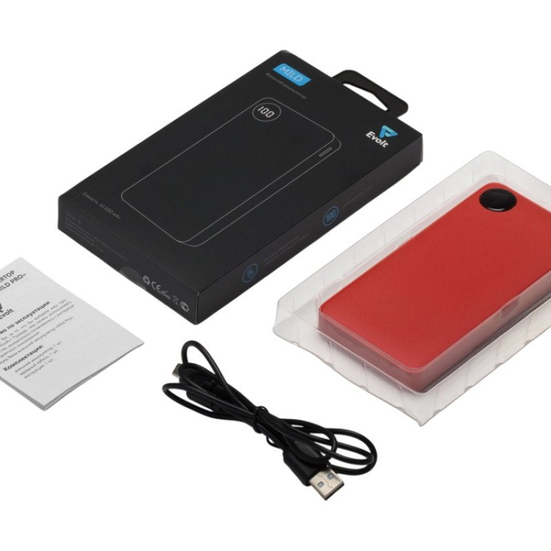 Внешний аккумулятор с дисплеем «Mild», 10 000 mAh, красный Внешний аккумулятор с дисплеем «Mild», 10 000 mAh, красный