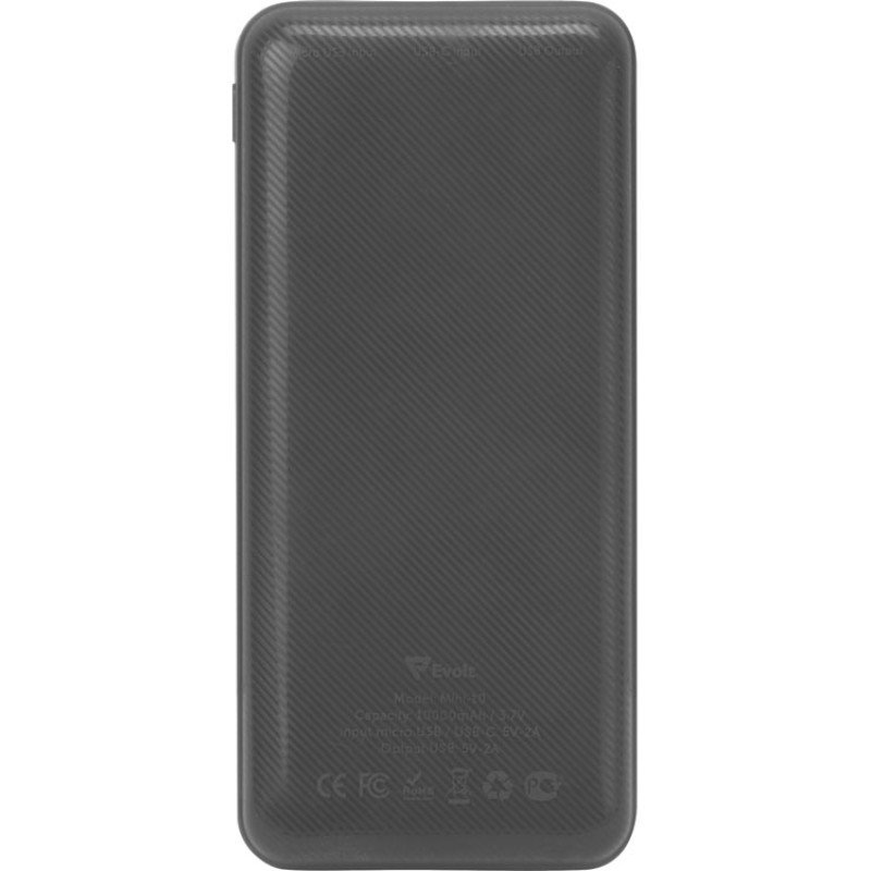 Внешний аккумулятор Evolt "Mini-10", 10000 mAh, серый