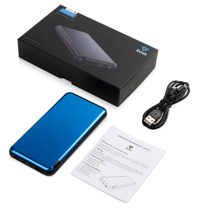 Внешний аккумулятор «Forge» v.2 металл, 10000mah, синий