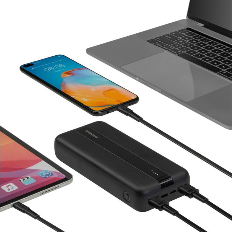 RIVACASE VA2081 (20000 мАч) внешний аккумулятор, черный 12/24