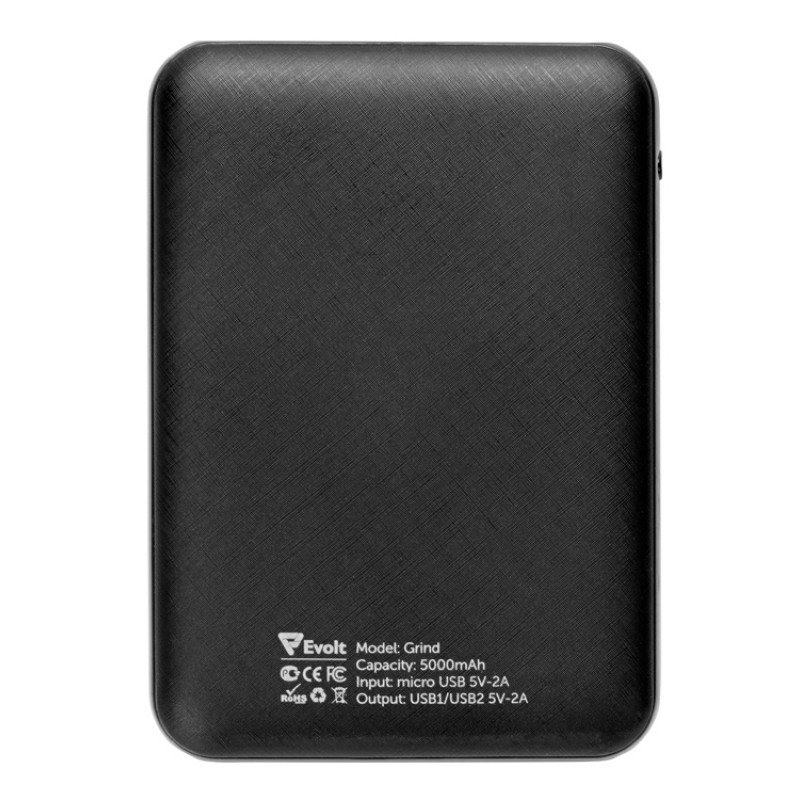 Портативное зарядное устройство"Grind", 5000 mAh, черный
