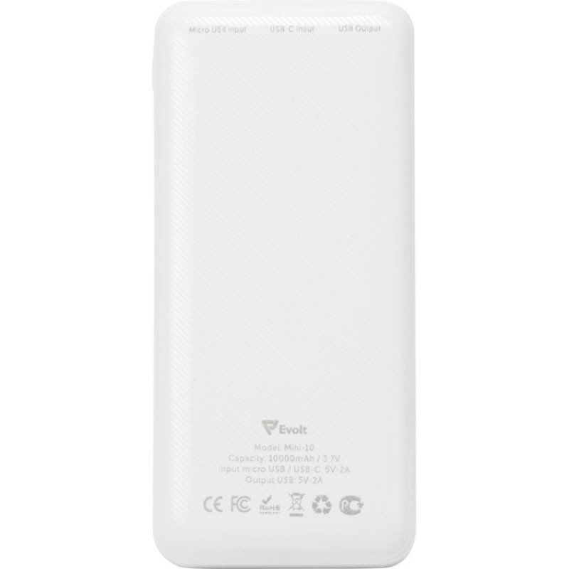 Внешний аккумулятор Evolt "Mini-10", 10000 mAh, белый Внешний аккумулятор Evolt "Mini-10", 10000 mAh, белый